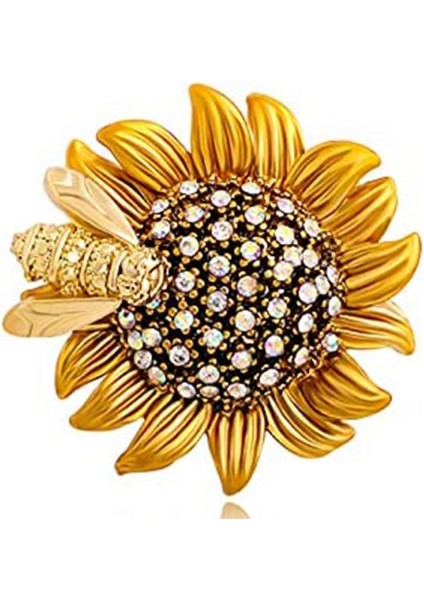 Kostüm Takı Çiçek Broş Pins Kadınlar Için Moda Kristal Broches Vintage Takı Broche Pins Renk Ayçiçeği Arı A (Yurt Dışından)
