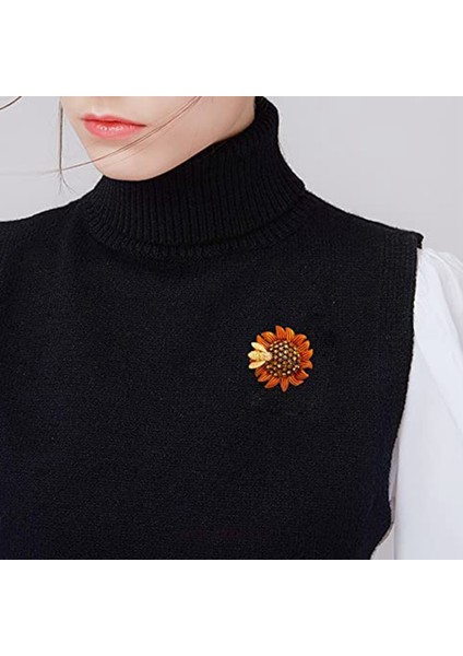 Kostüm Takı Çiçek Broş Pins Kadınlar Için Moda Kristal Broches Vintage Takı Broche Pins Renk Ayçiçeği Arı A (Yurt Dışından)