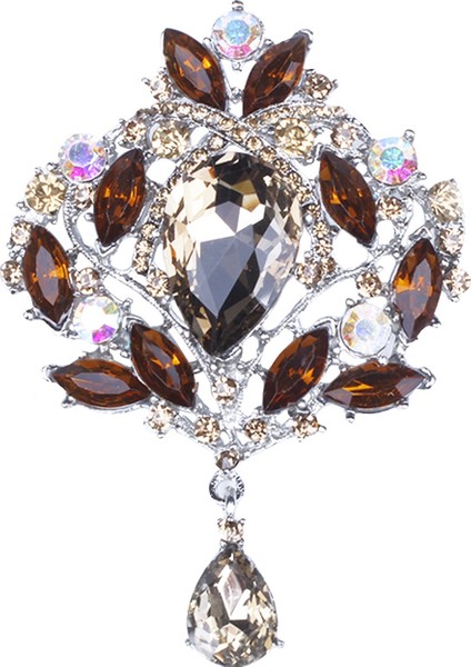 Kadınlar Için Su Damlası Rhinestone Kristal Broşlar Düğün Takı Pin Broşlar-Gümüş, Sarı (Yurt Dışından)
