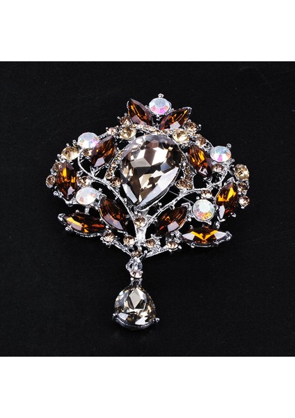 Kadınlar Için Su Damlası Rhinestone Kristal Broşlar Düğün Takı Pin Broşlar-Gümüş, Sarı (Yurt Dışından) indirimleri