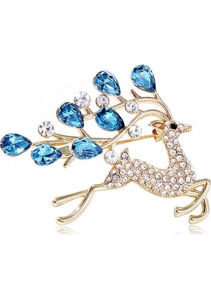Geyik Broş Kristal Açık Kahverengi Broş Kadınlar Sevimli Hayvan Broş Pin Moda Takı Hediye Nefis Broşlar (Yurt Dışından)