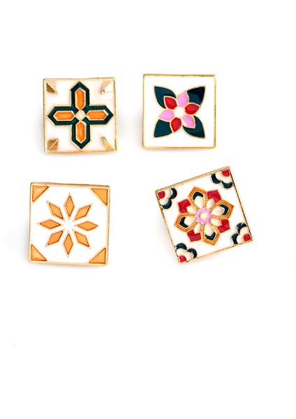 Vintage Çiçek Fayans Broş Kadın Erkek Moda Çanta Gömlek Ceket Yaka Rozeti Pimleri Düğme Geometrik Takı Tarzı 2 (Yurt Dışından) modelleri