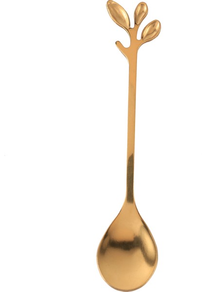 Sofra Takımı Altın Yaprak Kahve Kaşığı Çatal, 8'li Paket(4 Kaşık 4 Çatal) Little Demitasse Espresso Kaşığı (Yurt Dışından)