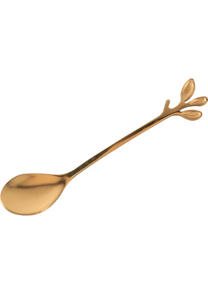 Sofra Takımı Altın Yaprak Kahve Kaşığı Çatal, 8'li Paket(4 Kaşık 4 Çatal) Little Demitasse Espresso Kaşığı (Yurt Dışından)