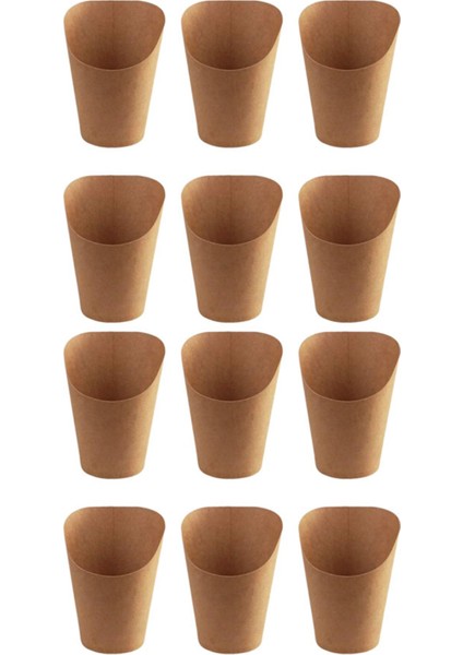 200 Adet Tek Kullanımlık Paket Servis Pişirme Kek Yumurta Puf Patates Kızartması Cips Aperatifler Kraft Kağıt Bardak Tutucu, 300 ml (Kahverengi) (Yurt Dışından)