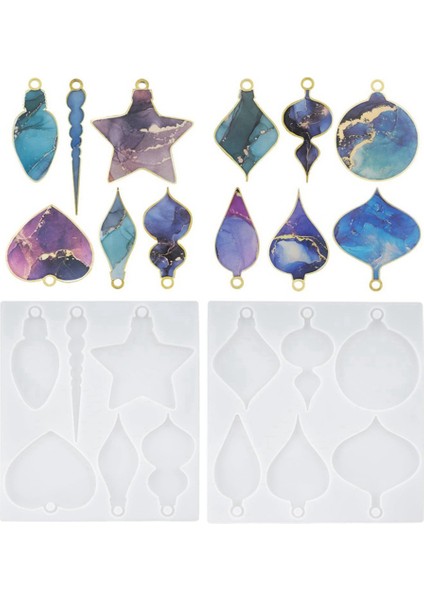 2 Adet Noel Reçine Kalıpları, 12 Farklı Şekiller Noel Süsleri Reçine Kalıpları, Reçine Döküm Için Noel Silikon Kalıpları (Yurt Dışından) fiyatları