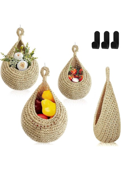Handwoven Boho Duvar Asılı Sepet Meyve Sebze Için Asılı Sepetler Depolama Organizatör Dekoratif Asılı Duvar Sepeti (Yurt Dışından)