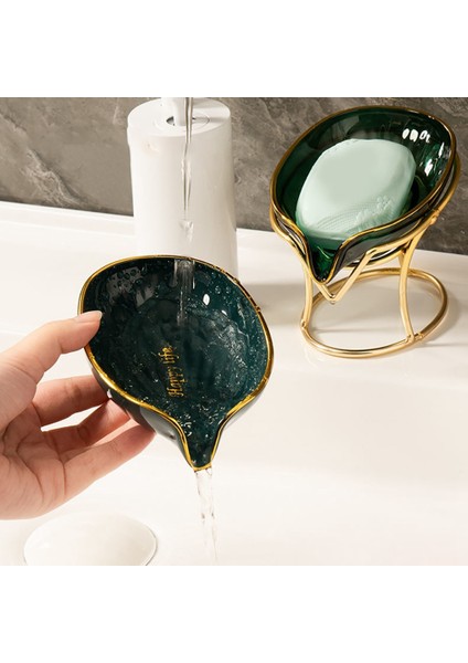 Yaprak Şekli Sabun Kutusu Banyo Sabunu Tutucu Yaratıcı Sabun Kutusu Drenaj Ücretsiz Delikli Sabunluk Sabunluk Tepsi B (Yurt Dışından)