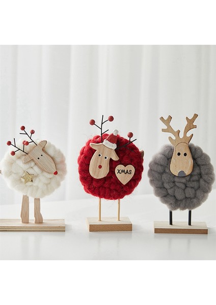 2x Iskandinav Noel Ahşap Yün Keçe Dekorasyon Noel Elk Noel Baba Süs Noel Ağacı Masaüstü Dekorasyon A (Yurt Dışından)