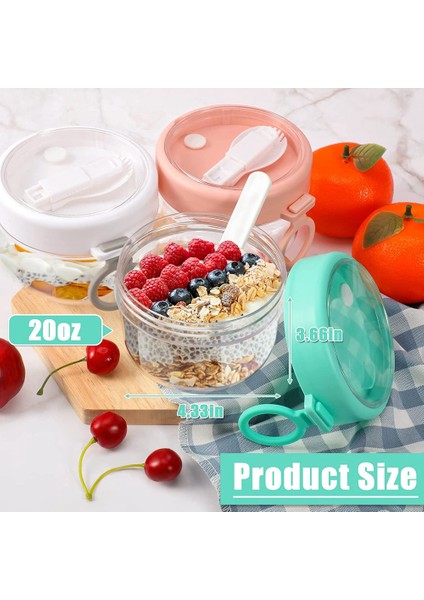 Kapaklı ve Kaşıklı Gecelik Yulaf Kapları, 20 Oz Yoğurt Kavanozları Sızdırmaz Yulaf Kavanozları Yulaf Ezmesi Salata Kavanozları, 6 Adet (Yurt Dışından) modelleri