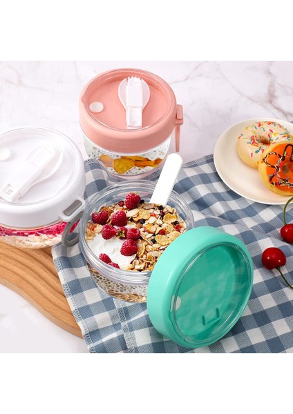 Kapaklı ve Kaşıklı Gecelik Yulaf Kapları, 20 Oz Yoğurt Kavanozları Sızdırmaz Yulaf Kavanozları Yulaf Ezmesi Salata Kavanozları, 6 Adet (Yurt Dışından) fırsatları