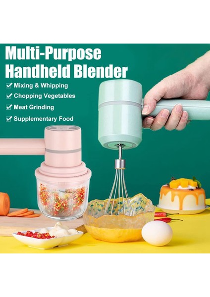 El Mikseri Akülü Elektrikli Blender Taşınabilir Çok Amaçlı Gıda Çırpıcı Yumurta Karıştırma Krem Şanti Doğrama Sarımsak A (Yurt Dışından)