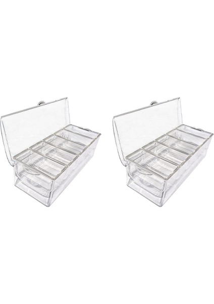 2x Buz Soğukluğunda 5 Bölmeli Çeşni Sunucusu Raf Servis Tepsisi Kabı, 5 Çıkarılabilir Tepsili (Yurt Dışından)