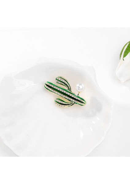 Kaktüs Şekli Broş Rhinestones Broş Pins Takım Elbise Kazak Aksesuarları Takı Kadınlar Için Klip (Yurt Dışından) fırsatları