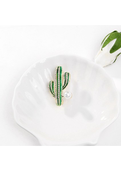 Kaktüs Şekli Broş Rhinestones Broş Pins Takım Elbise Kazak Aksesuarları Takı Kadınlar Için Klip (Yurt Dışından) indirimleri