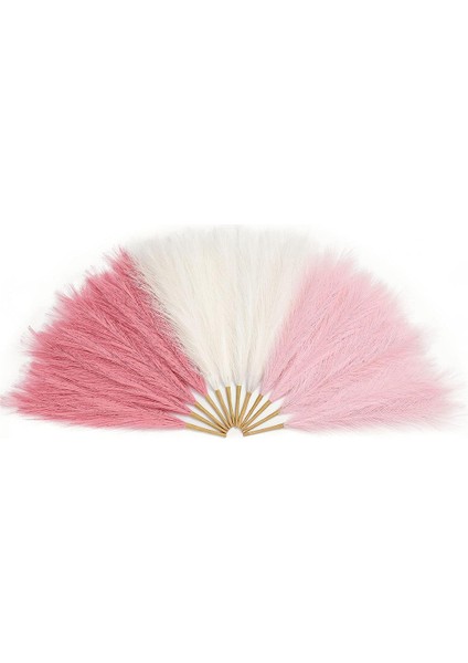 Pampas Çim Pembe 12 Adet 17.7 Inç, Sahte Pampas Çim Pembe Pampas Dekor, Yapay Pampas Çim Kısa Allık Düğün B (Yurt Dışından)