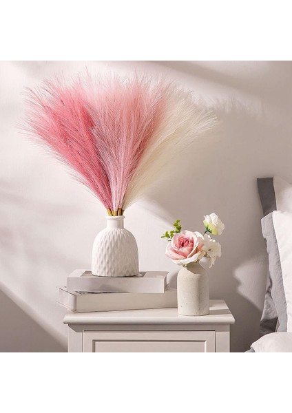 Pampas Çim Pembe 12 Adet 17.7 Inç, Sahte Pampas Çim Pembe Pampas Dekor, Yapay Pampas Çim Kısa Allık Düğün B (Yurt Dışından)
