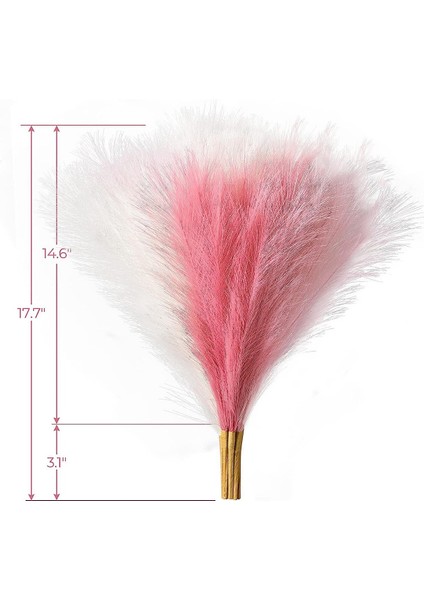 Pampas Çim Pembe 12 Adet 17.7 Inç, Sahte Pampas Çim Pembe Pampas Dekor, Yapay Pampas Çim Kısa Allık Düğün B (Yurt Dışından)