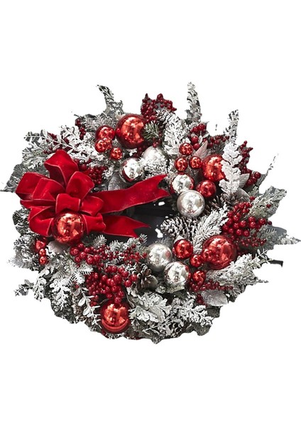 Akülü Kırmızı ve Beyaz Tatil Trim Noel Çelenkler Dekorasyon Ön Kapı Duvar Asılı Noel Çelenk (Yurt Dışından)