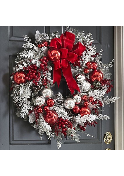 Akülü Kırmızı ve Beyaz Tatil Trim Noel Çelenkler Dekorasyon Ön Kapı Duvar Asılı Noel Çelenk (Yurt Dışından) modelleri