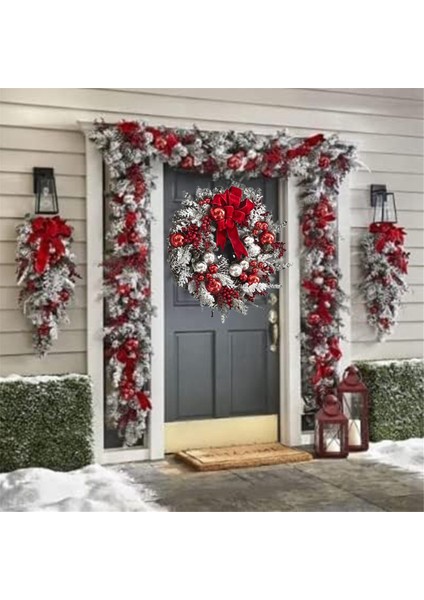Akülü Kırmızı ve Beyaz Tatil Trim Noel Çelenkler Dekorasyon Ön Kapı Duvar Asılı Noel Çelenk (Yurt Dışından) fırsatları