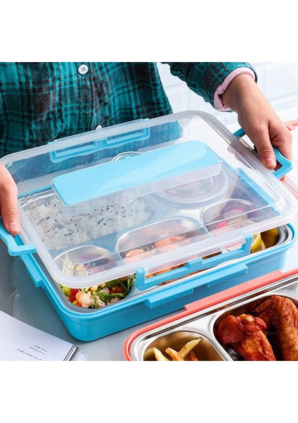 5 Bölmeli Öğle Yemeği Kutusu Paslanmaz Çelik Sızdırmaz Büyük Bento Kutuları Çorba Kabı Okul Yemek Takımı (Pembe) (Yurt Dışından)