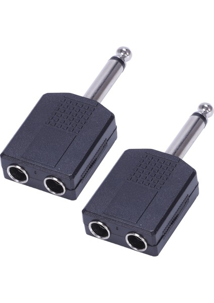 2x Siyah 6.35 1/4 Inç Erkek - Çift Dişi Mono Y Kablosu Pa Ses Kablosu Adaptörü (Yurt Dışından)