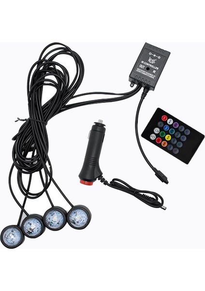 Araba - Çakmak Fişi LED Iç Atmosfer Neon Işıklar Şerit Ses Müzik Kontrol Zemin Dekor Uzaktan Işık (Yurt Dışından)