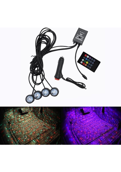 Araba - Çakmak Fişi LED Iç Atmosfer Neon Işıklar Şerit Ses Müzik Kontrol Zemin Dekor Uzaktan Işık (Yurt Dışından) fiyatları