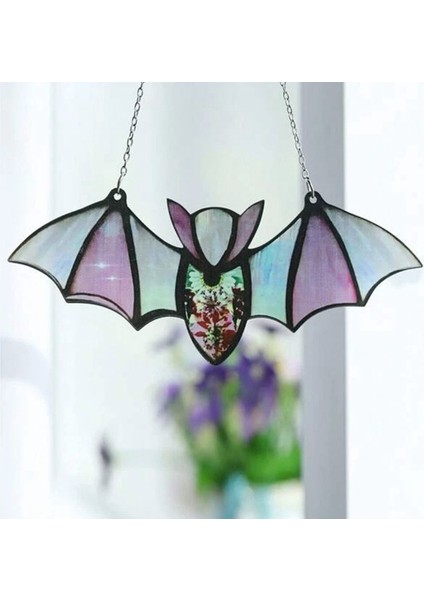 Cadılar Bayramı Yarasa Vitray Suncatcher Pencere Asılı Akrilik Duvar Sanatı Suncatcher Dekorasyon Ghostss Festivali Renkli, A (Yurt Dışından)