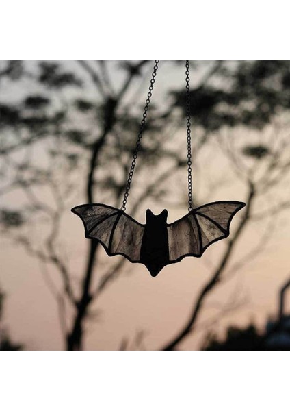 Cadılar Bayramı Yarasa Vitray Suncatcher Pencere Asılı Akrilik Duvar Sanatı Suncatcher Dekorasyon Ghostss Festivali Renkli, A (Yurt Dışından)