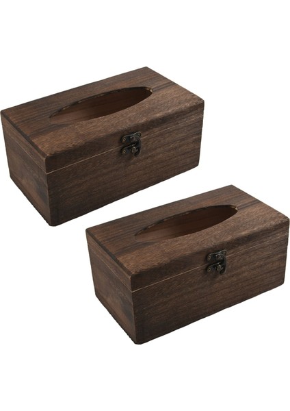 2pc Kullanışlı Ahşap Retro Doku Kutusu Klozet Kapağı Örtüsü Peçete Tutucu Kılıf Ev Araba Dekor (Yurt Dışından)