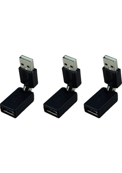 3x Siyah USB 2.0 Erkek - USB Dişi 360 Derece Dönüş Açısı Uzatma Adaptörü (Yurt Dışından)