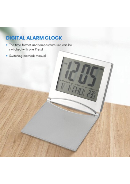 Mini Seyahat Çalar Saat, Dijital LCD Ekran Masa Erteleme Arka Işık Sıcaklık Tarih Zamanlayıcı 12/24HR ile Katlanabilir Saatler (Yurt Dışından) fiyatları