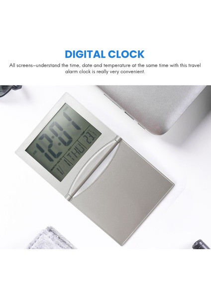 Mini Seyahat Çalar Saat, Dijital LCD Ekran Masa Erteleme Arka Işık Sıcaklık Tarih Zamanlayıcı 12/24HR ile Katlanabilir Saatler (Yurt Dışından) modelleri