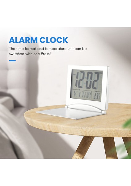 Mini Seyahat Çalar Saat, Dijital LCD Ekran Masa Erteleme Arka Işık Sıcaklık Tarih Zamanlayıcı 12/24HR ile Katlanabilir Saatler (Yurt Dışından) fırsatları