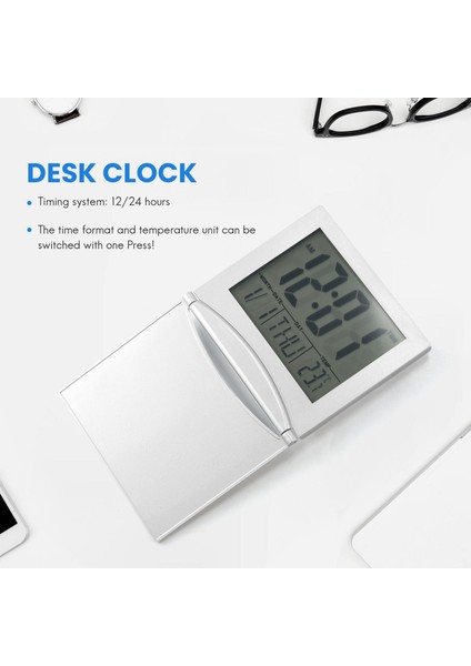 Mini Seyahat Çalar Saat, Dijital LCD Ekran Masa Erteleme Arka Işık Sıcaklık Tarih Zamanlayıcı 12/24HR ile Katlanabilir Saatler (Yurt Dışından) indirimleri