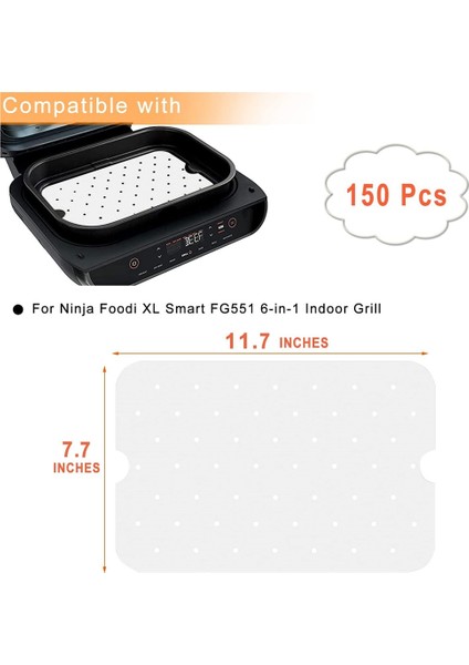 150 Adet Hava Fritöz Parşömen Kağıt Gömlekleri, Hava Fritöz Gömlekleri Kare Ninja Foodi FG551 Akıllı Xl 6-In-1 Kapalı Izgara (Yurt Dışından)