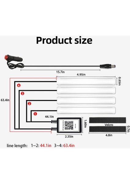 Uygulama Kontrollü Araç LED Işıkları Iç Mekan Akıllı, Müzikli ve Dıy Modlu Rgb Araç Işıkları, Araç Şarj Aleti ile 2 Satır Tasarımı (Yurt Dışından) modelleri