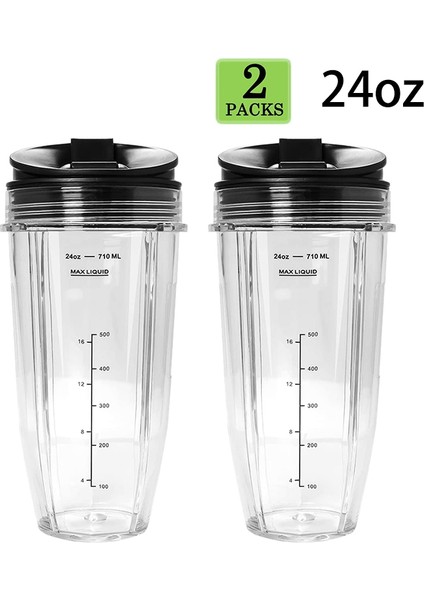 BL450/BL454/BL456/BL480/BL481 ile Nutri Ninja Auto Iq Serisi Karıştırıcılar Için 2 Paket Yedek 24OZ Bardak Emzik Kapaklı (Yurt Dışından) modelleri