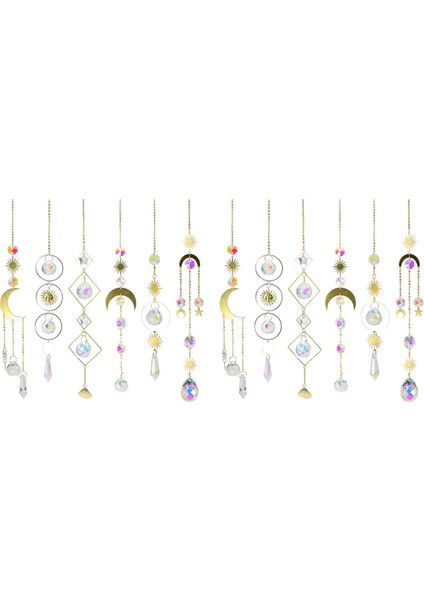 12 Adet Renkli Kristaller Suncatcher Asılı Güneş Yakalayıcı Zincir Kolye Süs Kristal Toplar ile Pencere Bahçe Için (Yurt Dışından)