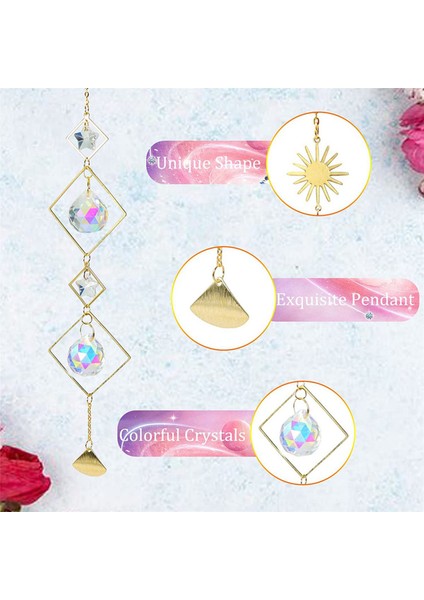 12 Adet Renkli Kristaller Suncatcher Asılı Güneş Yakalayıcı Zincir Kolye Süs Kristal Toplar ile Pencere Bahçe Için (Yurt Dışından)