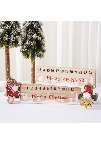 Noel Geri Sayım Takvimi Ahşap Noel Tatili Ahşap Advent Takvimi Geri Sayım Dekor Süsleme Santa Advent Takvimi (Yurt Dışından)