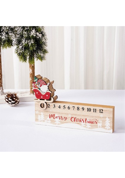 Noel Geri Sayım Takvimi Ahşap Noel Tatili Ahşap Advent Takvimi Geri Sayım Dekor Süsleme Santa Advent Takvimi (Yurt Dışından)