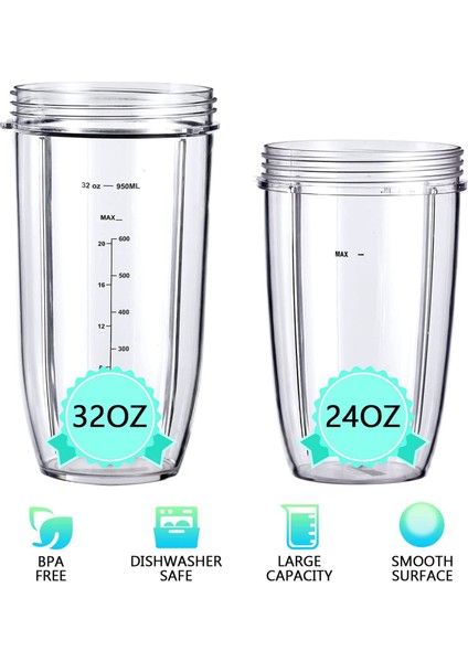 Nutribullet Karıştırıcılar 600W/900W/PRO Için Blender Yedek Parçaları - Çıkarıcı Bıçağı ve 32OZ Büyük Bardaklar ve 24OZ Büyük Bardaklar (Yurt Dışından) indirimleri