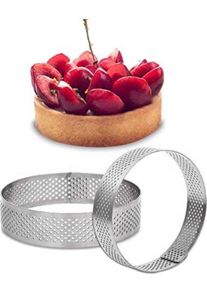 24 Paket Paslanmaz Çelik Tart Yüzükler 3 In, Delikli Kek Mus Halkası, Kek Halkası Kalıbı, Yuvarlak Kek Pişirme Araçları (Yurt Dışından)