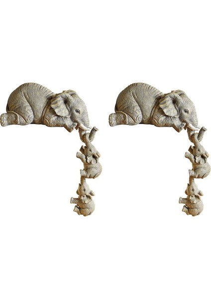 Fil Reçine Süsler 6 Parçalı Dekor, El Sanatları Heykellerinin Kenarında Asılı 2 Fil Anne ve 4 Bebek (Yurt Dışından)