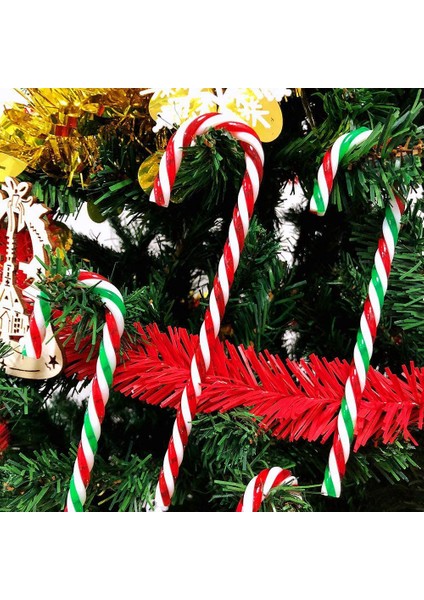 96 Adet Noel Plastik Sahte Baston Şekerler Noel Ağacı Asılı Süslemeleri Için Bükülmüş Oyuncak Koltuk Değneği (Yurt Dışından)
