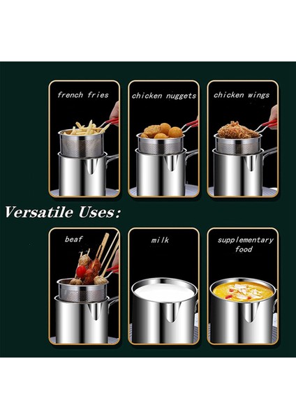 Derin Kızartma Tenceresi Süzgeç Sepeti Maşası Paslanmaz Çelik Japon Tempura Kızartma Potu Patates Kızartması Tavuk Için (Yurt Dışından)