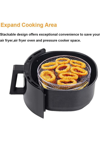 2x Hava Fritöz Üç Istiflenebilir Kurutucu Rafları Gowise Philips Ninja Paslanmaz Çelik Hava Fritöz Rafı Tüm 4.2-5.8qt'ye Uygun (Yurt Dışından)